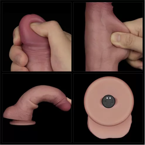 Реалистичный вибратор - Vibrating Sliding Skin Pro II Dual Layer Silicone Dong 8.5 Flesh