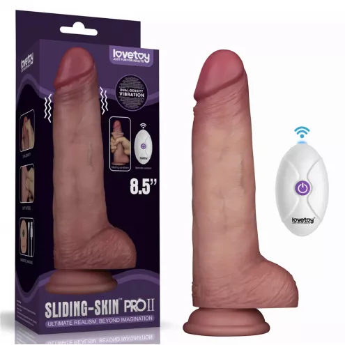 Реалистичный вибратор - Vibrating Sliding Skin Pro II Dual Layer Silicone Dong 8.5 Flesh