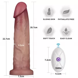 Реалистичный вибратор - Vibrating Sliding Skin Pro II Dual Layer Silicone Dong 9 Flesh - 4