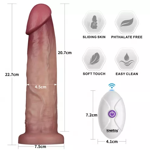 Реалистичный вибратор - Vibrating Sliding Skin Pro II Dual Layer Silicone Dong 9 Flesh