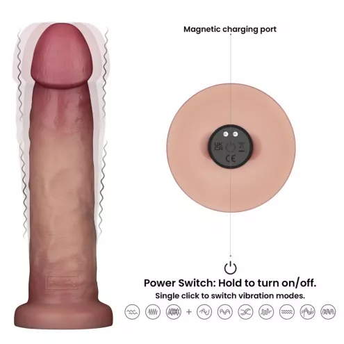 Реалистичный вибратор - Vibrating Sliding Skin Pro II Dual Layer Silicone Dong 9 Flesh