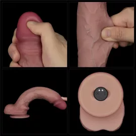 Реалистичный вибратор - Vibrating Sliding Skin Pro II Dual Layer Silicone Dong 10 Flesh - 7