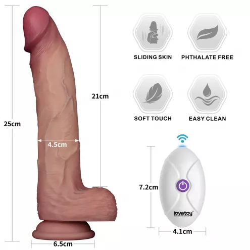 Реалистичный вибратор - Vibrating Sliding Skin Pro II Dual Layer Silicone Dong 10 Flesh