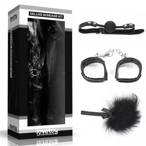 Набор БДСМ - Deluxe Bondage Kit (кляп, наручники, перышко)