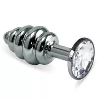 Анальная пробка - Heavy Metal Anal Plug Silver Rosebud Spiral Clear