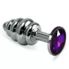 Анальная пробка - Heavy Metal Anal Plug Silver Rosebud Spiral Purple