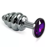 Анальная пробка - Heavy Metal Anal Plug Silver Rosebud Spiral Purple