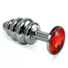 Анальная пробка - Heavy Metal Anal Plug Silver Rosebud Spiral Red