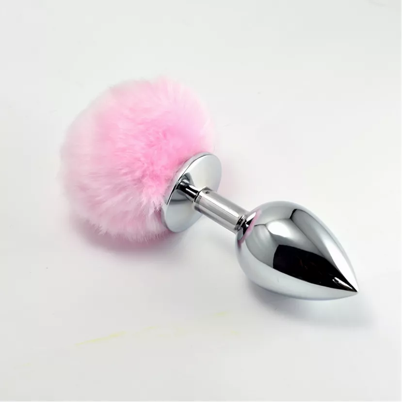 Анальная пробка - Heavy Metal Anal Plug Pompon L Pink