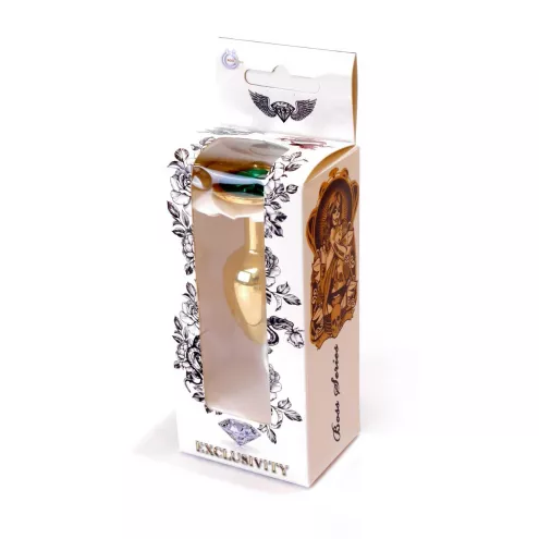 Анальная пробка Jewellery Gold PLUG Green