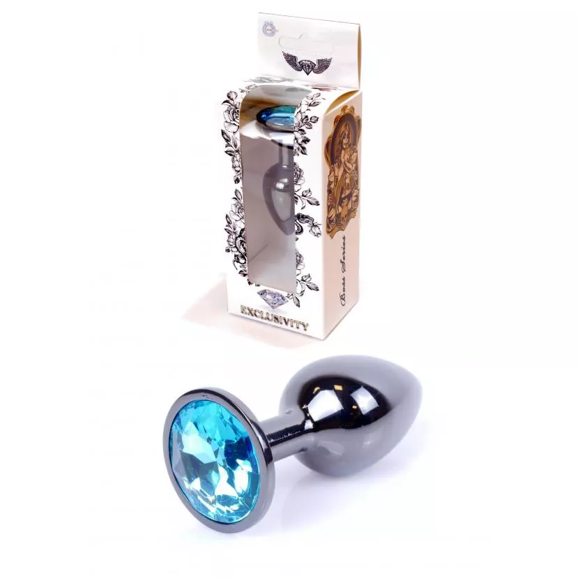 Анальна пробка - Jawellery Dark Silver PLUG Light Blue