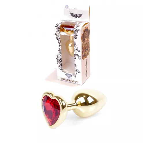 Анальная пробка Jewellery Gold Heart PLUG Red