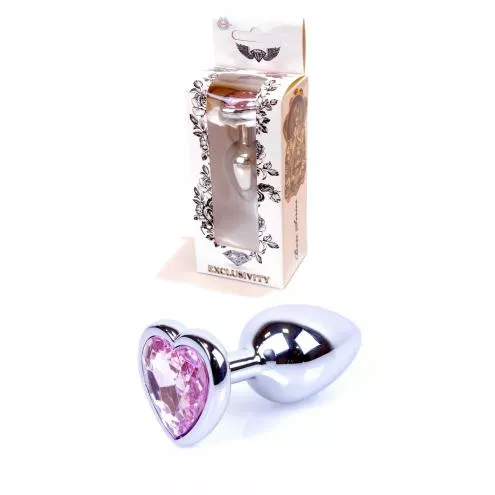 Анальна пробка B - Series HeavyFun Jewellery Heart Plug, срібна, рожева