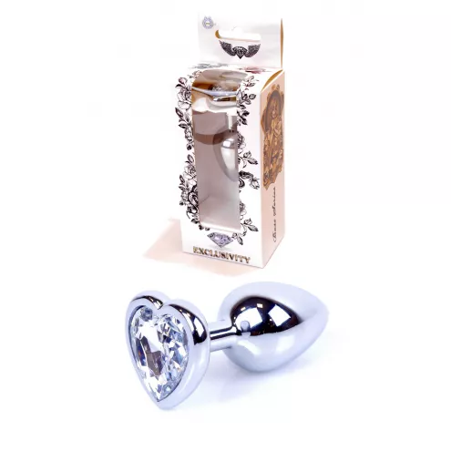 Анальная пробка Jewellery Silver Heart PLUG Clear