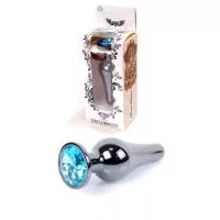 Анальна пробка Jewellery Dark Silver BUTT PLUG Light Blue