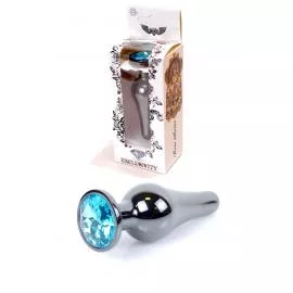 Анальная пробка Jewellery Dark Silver BUTT PLUG Light Blue
