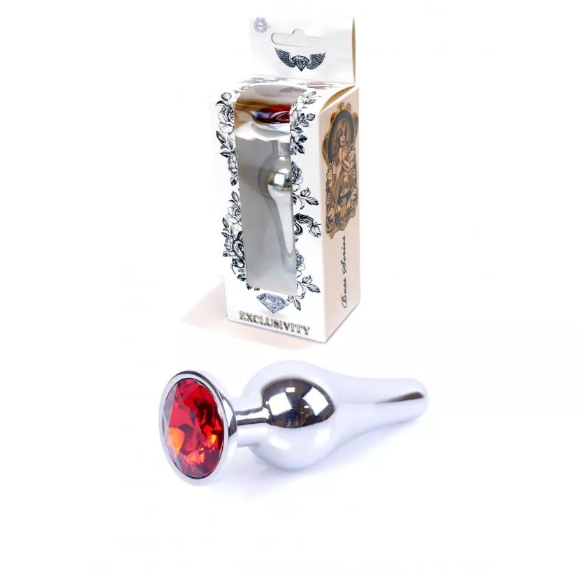 Анальная пробка Jawellery Silver BUTT PLUG Red