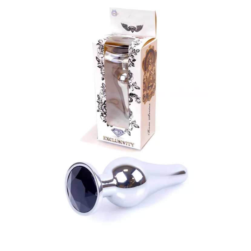 Анальная пробка Jawellery Silver BUTT PLUG Black