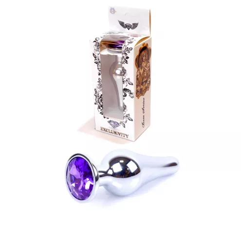 Анальная пробка B - Series HeavyFun Jawellery Silver Butt Plug, фиолетовая