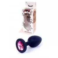 Анальная пробка Jawellery Black Silikon PLUG Small Pink Diamond