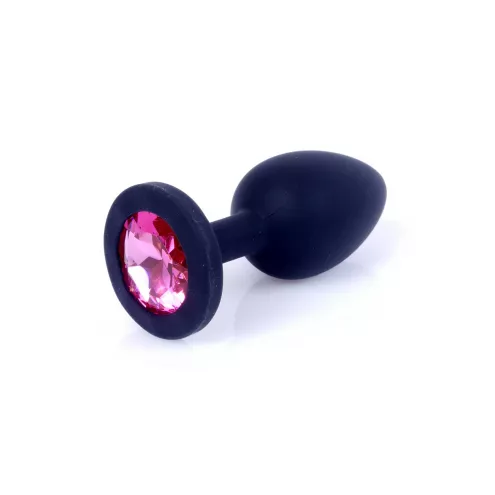 Анальная пробка Jawellery Black Silikon PLUG Small Pink Diamond