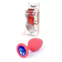 Анальная пробка Jewellery Red Silikon PLUG Medium Blue Diamond