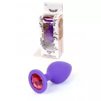 Анальная пробка Jewellery Purple Silikon PLUG Medium Red Diamond