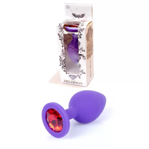 Анальная пробка Jewellery Purple Silikon PLUG Medium Red Diamond