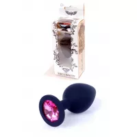Анальная пробка Jewellery Black Silikon Plug Medium Pink Diamond