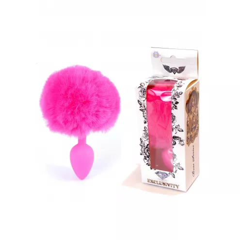 Анальна пробка Jawellery Silikon PLUG Bunny Tail Pink