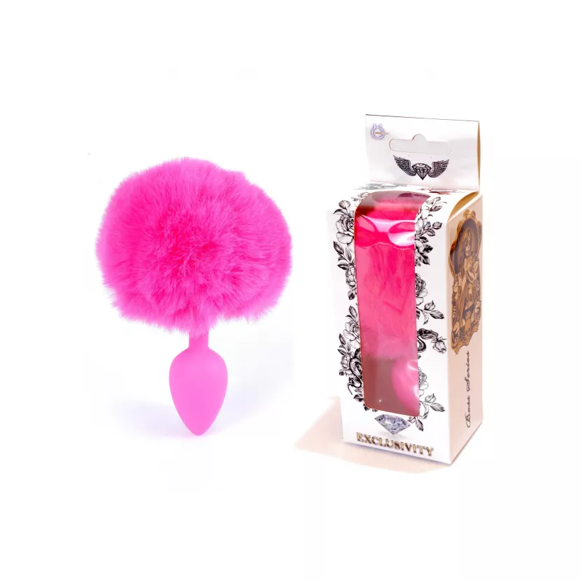 Анальна пробка Jawellery Silikon PLUG Bunny Tail Pink