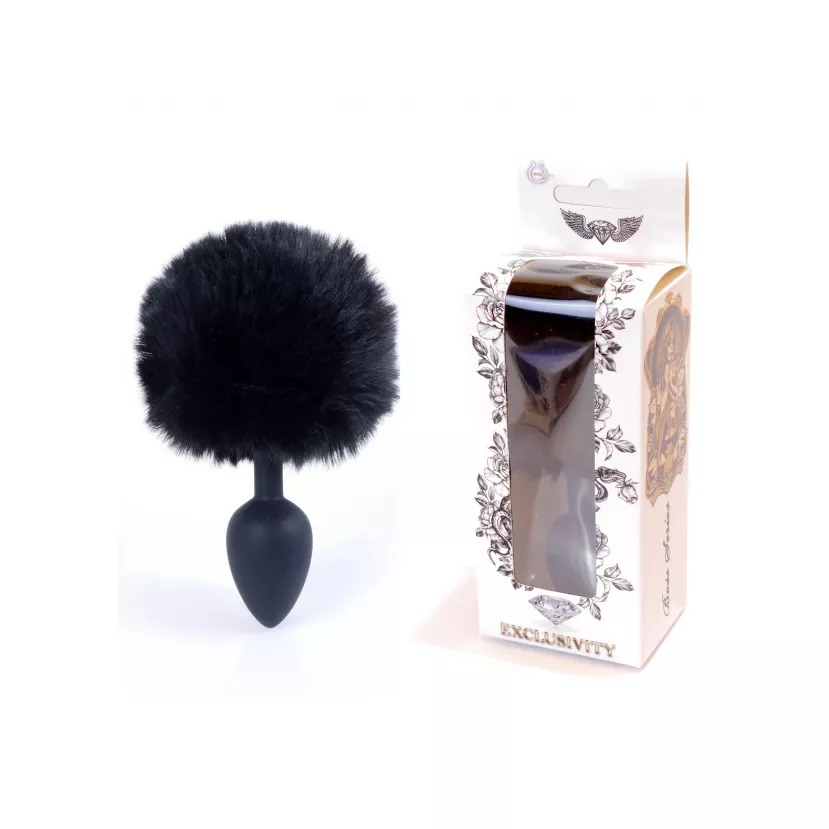 Анальна пробка - Jawellery Silikon PLUG Bunny Tail Black