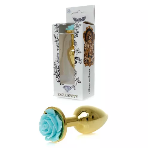 Анальна пробка Plug-Jewellery Gold PLUG ROSE- Light Blue