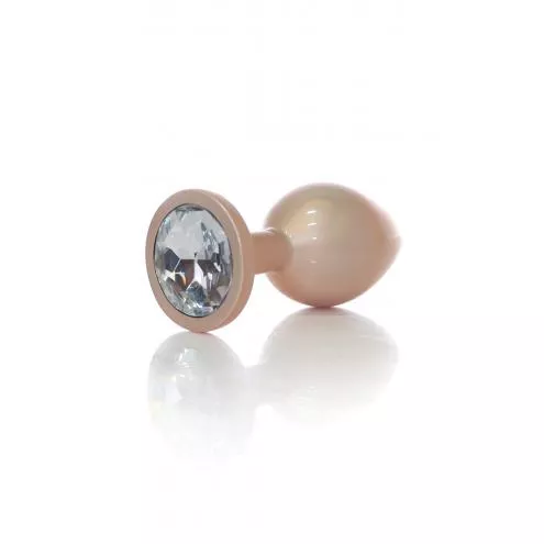 Анальна металева пробка Plug-Jewellery Pearl Gold PLUG- Clear M