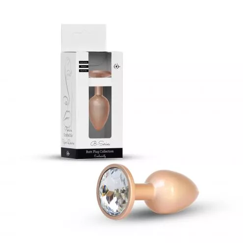 Анальная металлическая пробка Plug-Jewellery Pearl Gold PLUG- Clear L