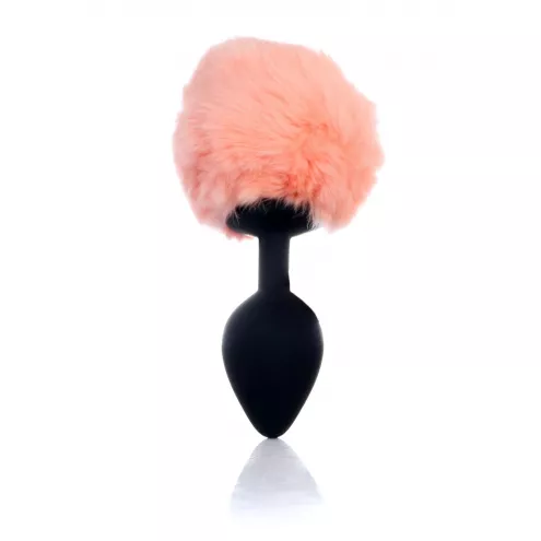 Анальная пробка Jewellery Silicon PLUG - Bunny Tail - Black-Peach