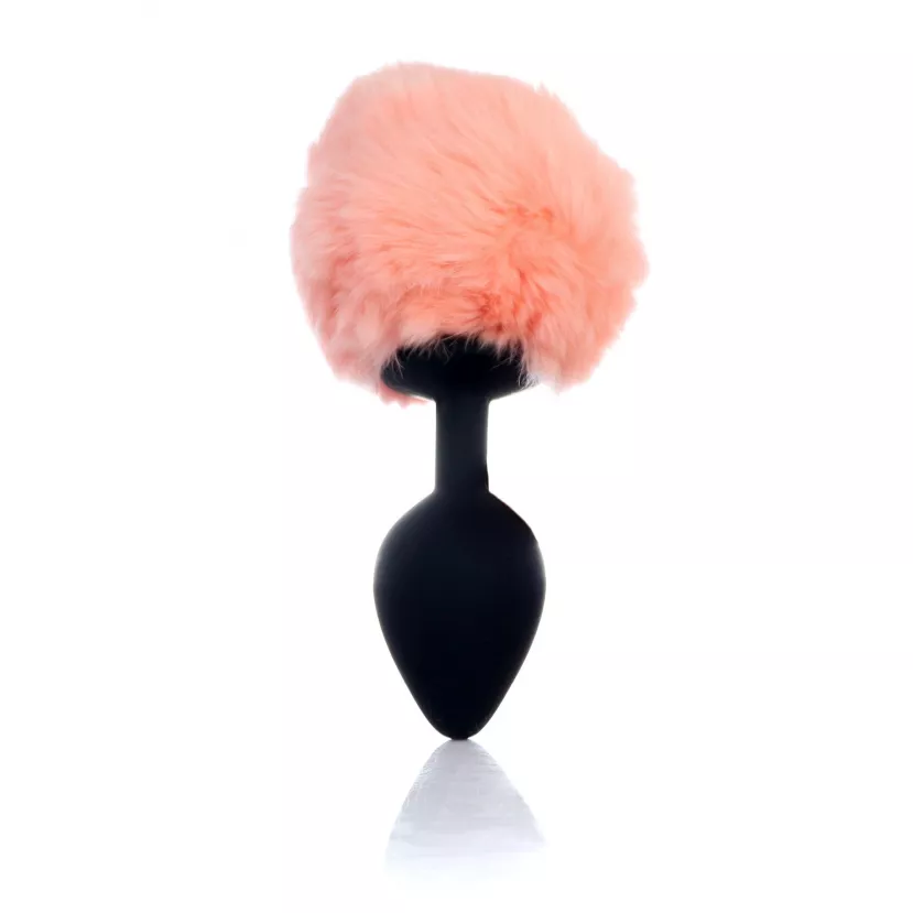 Анальная пробка Jewellery Silicon PLUG - Bunny Tail - Black-Peach