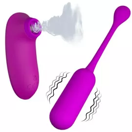 Віброяйце з кліторальним стимулятором - Pretty Love Curupira Multifunctional 2 in 1 Purple - 4