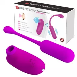 Віброяйце з кліторальним стимулятором - Pretty Love Curupira Multifunctional 2 in 1 Purple - 1