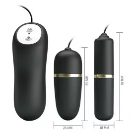 Виброяйцо с вибропулей - Pretty Love Electric Stimulation Double Vibro-Bullets Black - 2