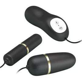 Виброяйцо с вибропулей - Pretty Love Electric Stimulation Double Vibro-Bullets Black - 4