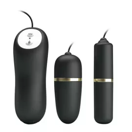 Виброяйцо с вибропулей - Pretty Love Electric Stimulation Double Vibro-Bullets Black - 3