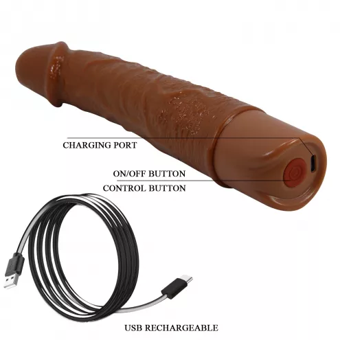 Реалистичный вибратор – Pretty Love Leander Realistic Vibrating Dildo Brown