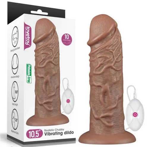 Вибратор на присоске с пультом управления 10.5 Realistic Chubby Vibrating Dildo
