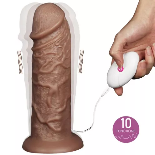 Вибратор на присоске с пультом управления 10.5 Realistic Chubby Vibrating Dildo