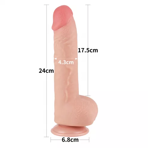 Фалоімітатор Sliding-Skin Dual Layer Dong 9.5 з мошонкою, тілесний