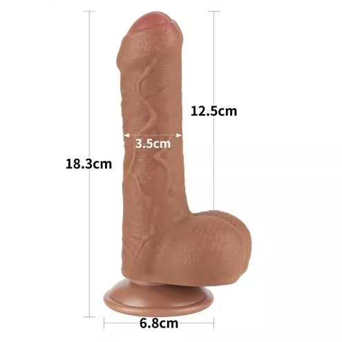 Фаллоимитатор Sliding-Skin Dual Layer Dong 7 с закрытой головкой, светло-коричневый