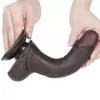 Фалоімітатор Sliding-Skin Dual Layer Dong 7.5 із зігнутим стовбуром, чорний