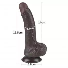 Фалоімітатор Sliding-Skin Dual Layer Dong 7.5 із зігнутим стовбуром, чорний - 3