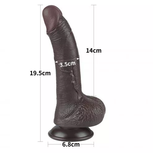 Фалоімітатор Sliding-Skin Dual Layer Dong 7.5 із зігнутим стовбуром, чорний